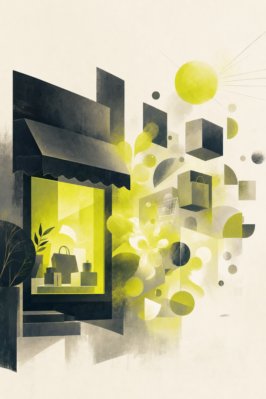 Storefront with geometric shapes