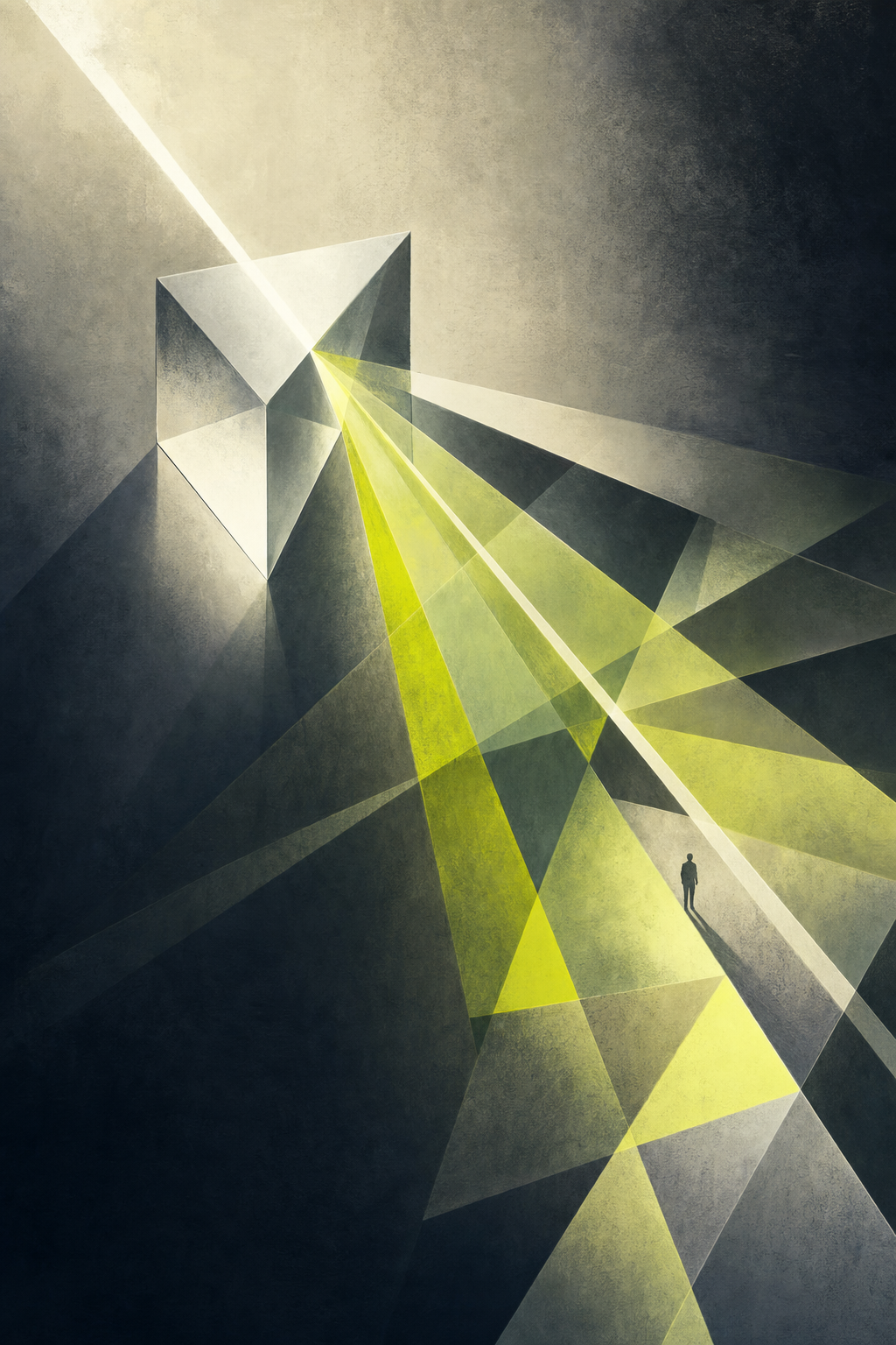 Light refracting through a prism into search-like fragments